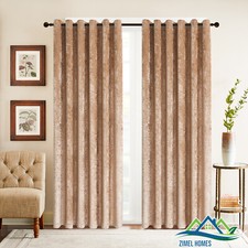 Luxury Crushed Velvet Curtains PAIR Fully Lined Eyelet Ring Top Ready Made