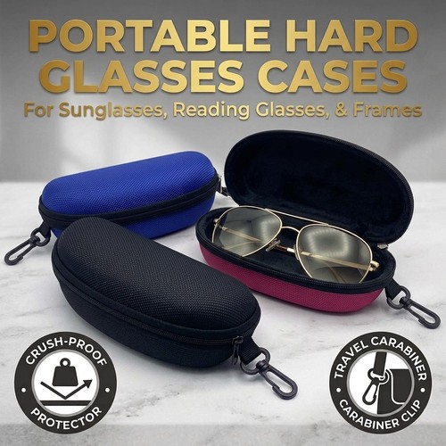 Portable hard glasses case zip - glasses,