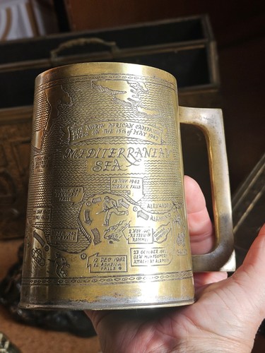Wwii trench art tankard brass - wwii,