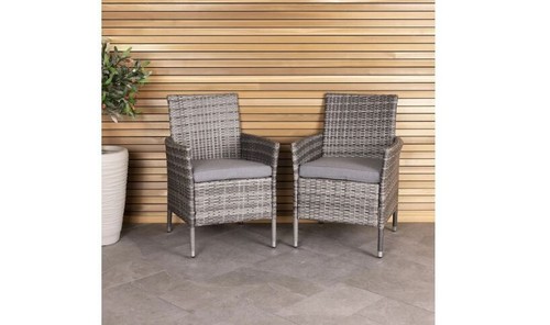 Pair rattan dining chairs - pair,