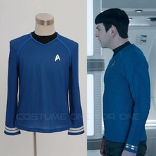 Star Trek First Officer Spock Shirt Blue Uniform Cosplay Costume Carnival Daily