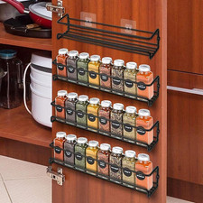 2/4Pcs Spice Jar Rack Kitchen Cupboard Door Wall Storage Organiser Herb Cabinet