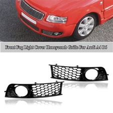 Pair Front Bumper Fog Light Cover Grille Grill Honeycomb For Audi A4 B6 2001-05