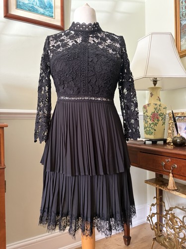 Zara black floral lace pleated - lace,