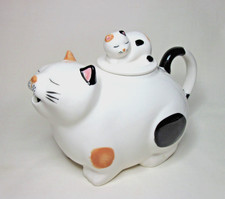 CALICO CAT & KITTEN TEAPOT -