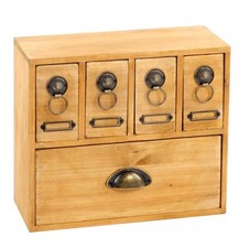 Wooden 5 Drawers Storage Cabinet Shabby Chic Home Office Desktop Organiser