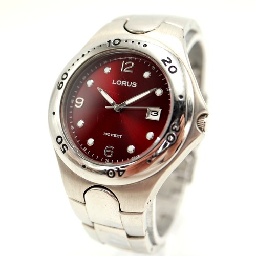 Lorus silver tone mens - mens, red