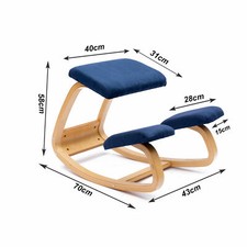 Ergonomic Kneeling Chair Wooden Comfortable Thick Cushion Blue Home Office Chair