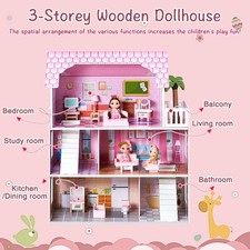 Pink Doll House Wooden