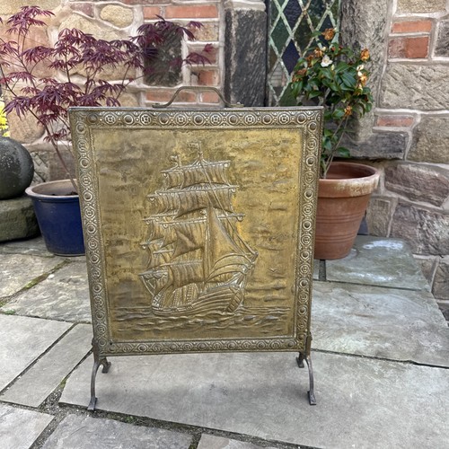 Brass victorian ship - victorian, embossed