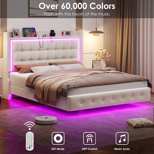 Full size floating bed - full, with