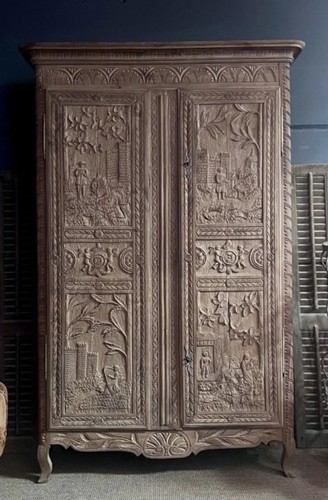 Antique french carved armoire - antique,
