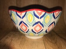 Joyye Deep Ceramic Footed Bowl Hand Painted Floral Detail