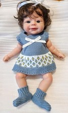 10"Solid Full body 100% Soft Stretchy Silicone Smiling Baby Doll Handrooted Hair
