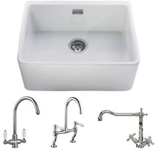 Astini Belfast 600 1.0 Bowl White Ceramic Kitchen Sink & Chrome Waste