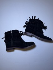 Mango Black Suede Fringe Ankle
