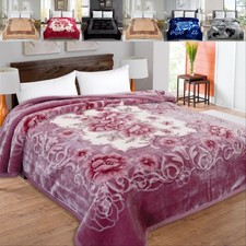 Thick Heavy Weight 2PLY Soft Blankets Reversible King Size Bed Throw Comforter
