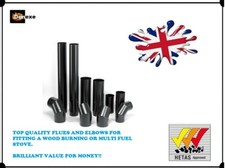 5" inch & 6 inch Stove flue Pipe Matt Black multi fuel or log wood burner