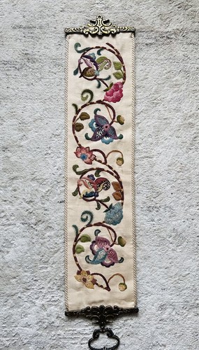 Vintage needlepoint bell - needlepoint, pull