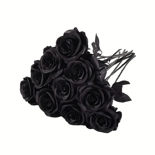 Artificial black roses - black, fake