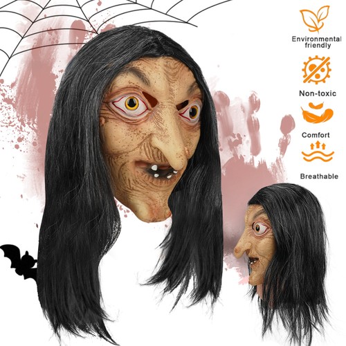 Full head witch mask latex - full,