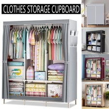Large Fabric Clothes Wardrobe w Hanging Rail Shelves Storage Organiser