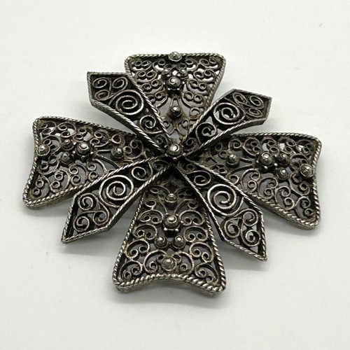 Vintage silver tone filigree - vintage,