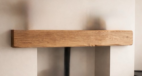 Oak beam mantel - , fire