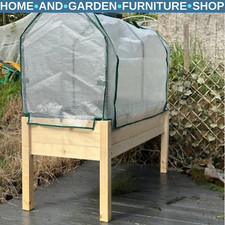 Raised Garden Bed Elevated Wood Planter Box with PE Cover Outdoor 121x55x117 cm