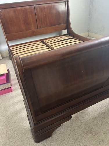 Dark wood wooden sleigh bed - dark,