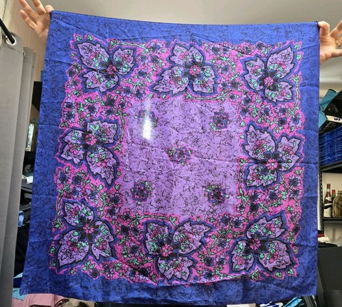 Vintage 80s floral silk square - vintage,