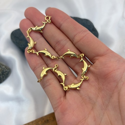 9ct yellow gold dolphin link - yellow,