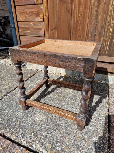 Oak barley twist foot stool - foot,