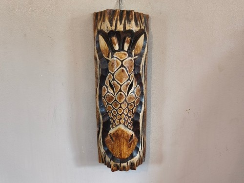 Wooden giraffe wall art mask - wooden,