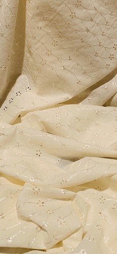 Cream broderie anglaise fabric - cream,