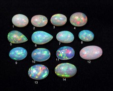 1.6 to 3 Cts Natural AAA+ Flashy Multi Fire Ethiopian Opal Oval, Pear Cabochons