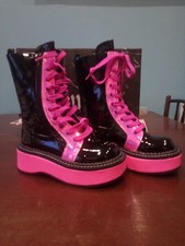 demonia black and pink boots