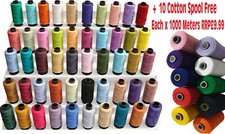 50 Large SEWING 100% PURE COTTON THREAD 50 Color Premium Quality+ 10 x1000m Free