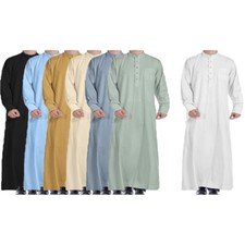 Luxury Colour Uae SAUDI Thobe Jubba Mens Ramadan lawung Eid Umrah Hajj Islamic