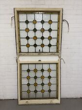Pair Of Reclaimed Leaded Light Stained Glass Windows 868 x 840mm 910x 840mm