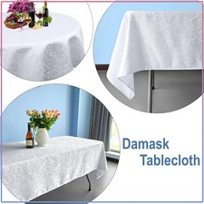 White Damask Tablecloth