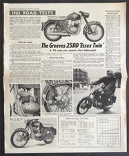 GREEVES 25DD ESSEX TWIN ROAD TEST Article Motor Cycling Magazine Reprint 1963