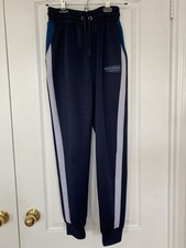 Mckenzie Activewear Navy Blue White Striped Drawstring Women Jogger Pants Size M