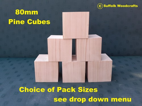 80mm pine cubes wooden - 80mm,