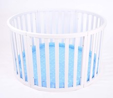 Round Wooden Baby Playpen Blue