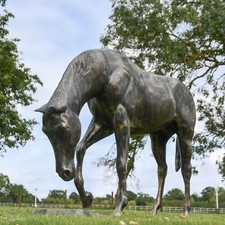 Stunning Life-Size Grazing Horse Garden Sculpture - Aluminium Outdoor Ornament  
