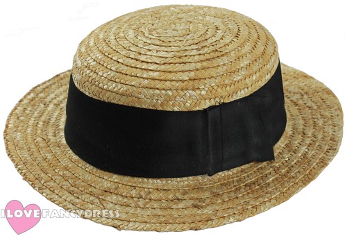 Deluxe straw boater hat - hat, 1920's