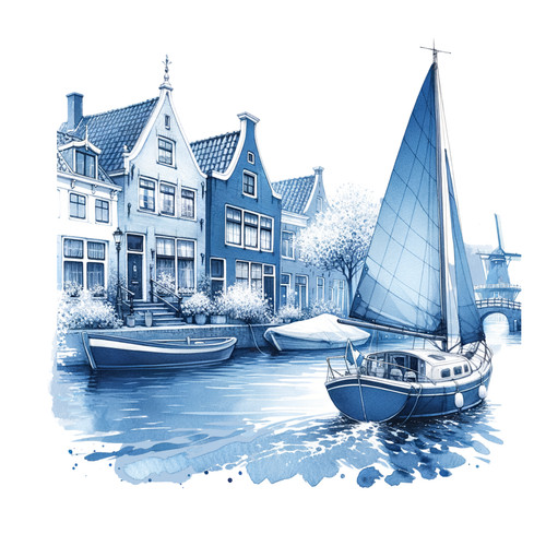 48x blue delft tile stickers - 48x,