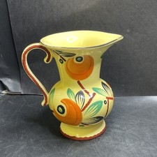 Antique Art Deco Ditmar Urbach Czech Pottery Hand Painted Floral Pitcher C.1930