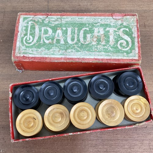 Antique boxwood draughts - antique,